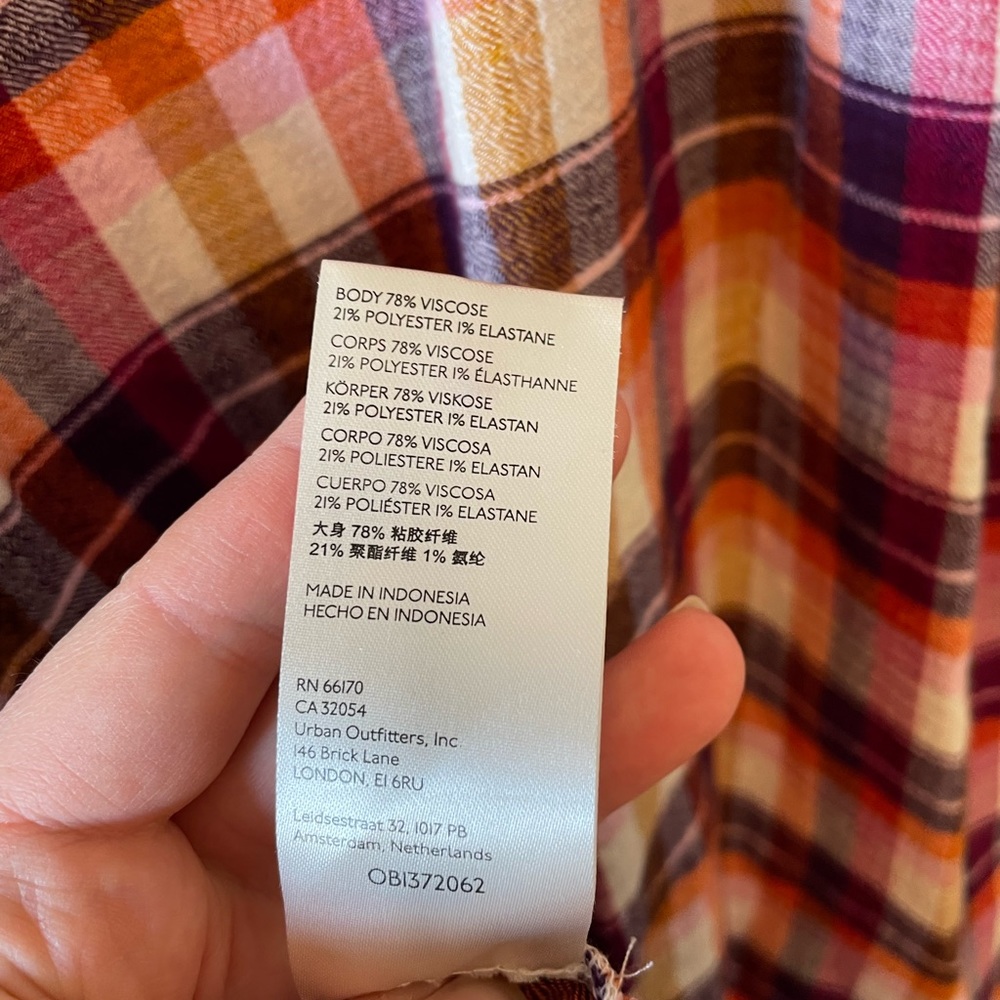 Pilcro Anthropologie Peasant Plaid Breezy Button Up Shirt - Picture 6 of 11